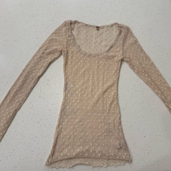 Free People Cream Sheer Long Sleeve Shirt Small - Picture 2 of 7